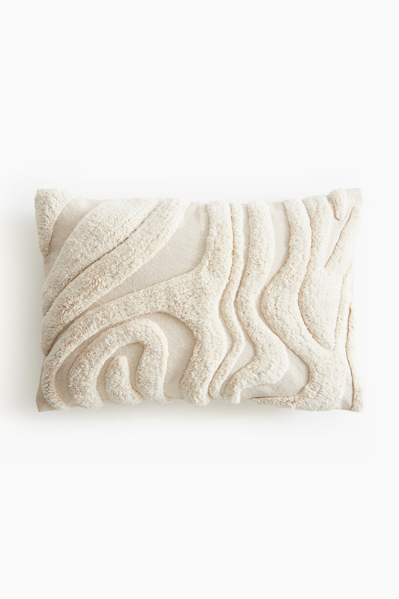Cream Patterned Cotton Cushion Cover